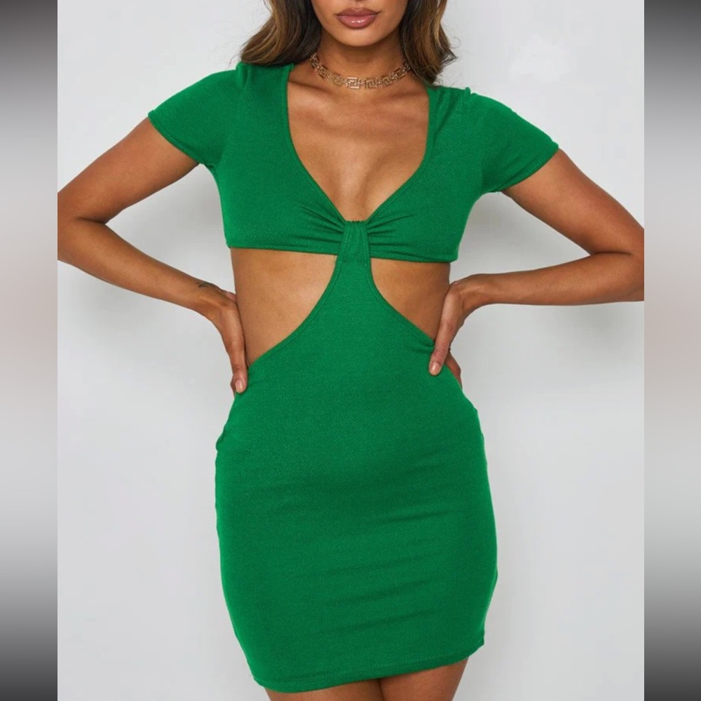 Beginning Boutique Cut Out Mini Dress Green